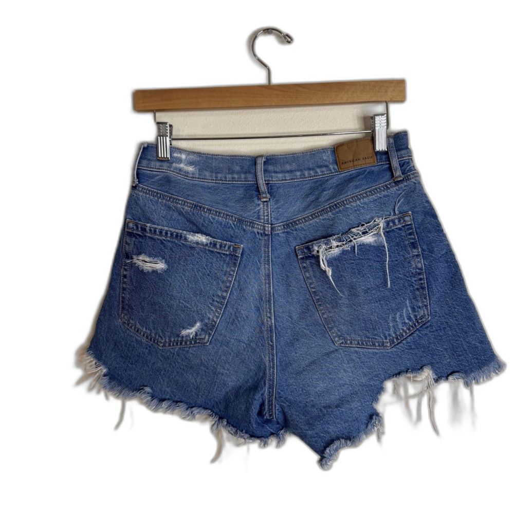 American Eagle Shorts Womens 6 Blue High Rise Distressed Denim Cutoff Frayed - Picture 6 of 9